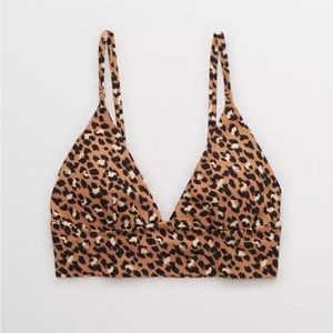 Aerie leopard longline triangle bikini top